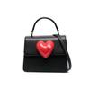 3D Heart Adjustable Detachable Shoulder Strap Leather Tote Bag Women Tote Bags Black 8008A7417-1555