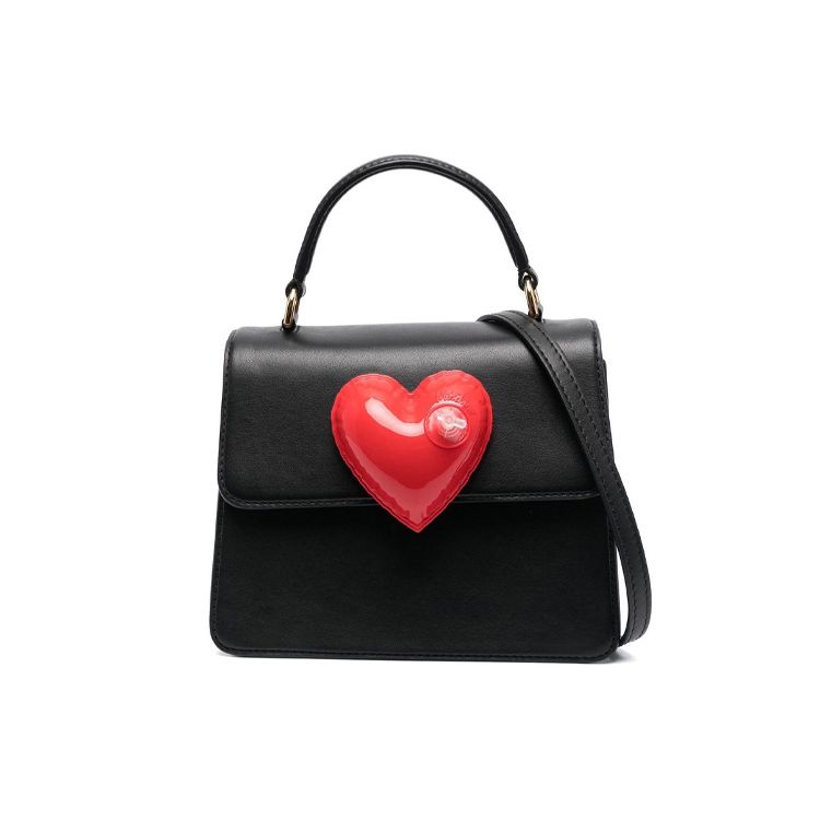 

Moschino 3D Heart Adjustable Detachable Shoulder Strap Leather Tote Bag Women Tote Bags Black 8008A7417-1555 Basic Set (Bag+Dust Bag)