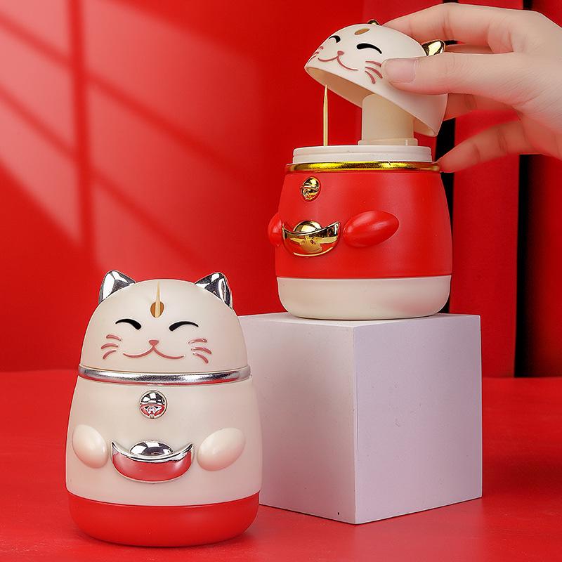 Lucky Cat Automatic Pop-Up Toothpick Holder - Creative Cartoon Design