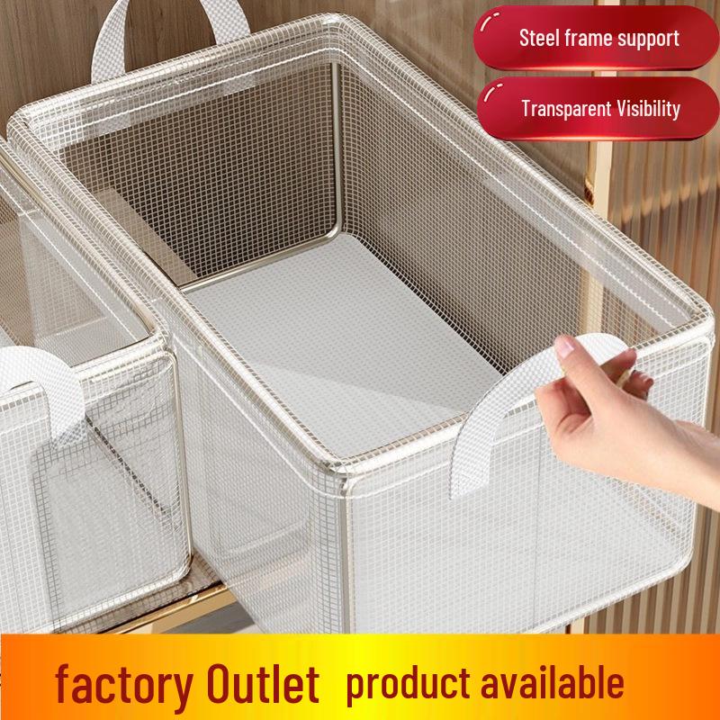 Foldable Wardrobe Organizer: Large Capacity, Transparent Storage Box for Clothes