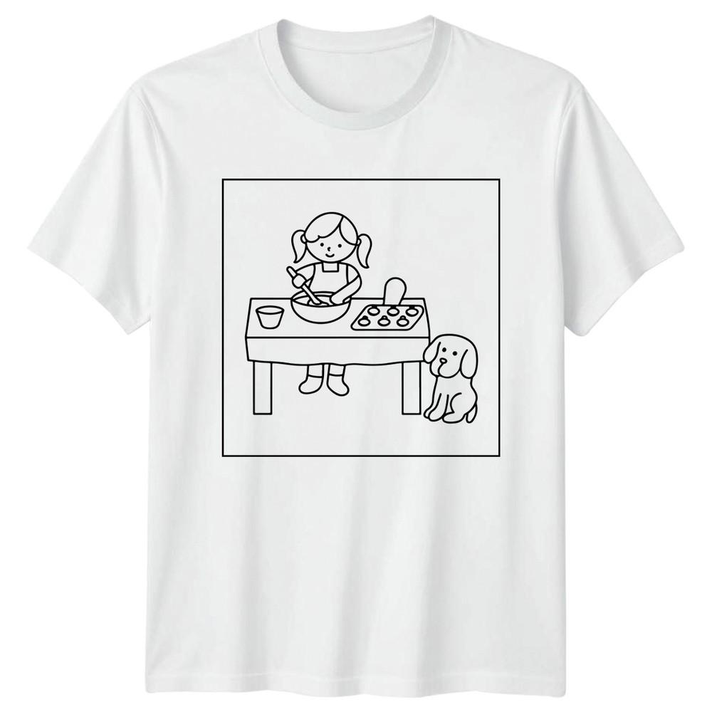 Girl Baking With Dog Hobbies Unisexs TShirt Unisexs Tee Graphic Unisex Top S