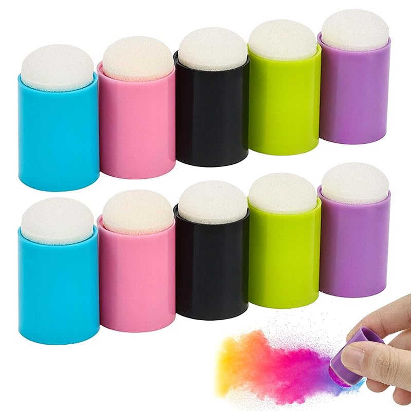 

PAVIKE sponge finger painting Finger Paint Sponge [Set of 10] Stencil sponge Paint tools that can be washed and reused child DIY sponge finger paint