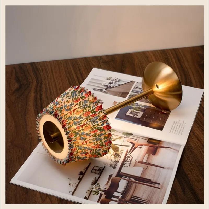 Metal Rechargeable Led Desk Lamp with Fabric Shade Wireless Dimmable Creative Mood Light Portable Touch Ambient Light for Living Room
