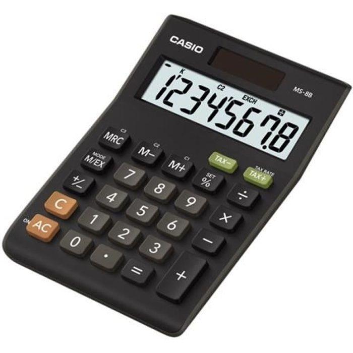 Calculatrice De Bureau - CASIO - MS-8B - Panneau Solaire - Couleur Noire - Type De Bureau