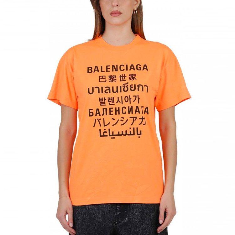 Balenciaga Regular T Shirt Women's Neon Orange 612965TJVI37513