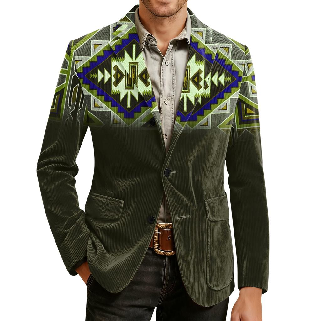 Cárdigan de Chaqueta de Traje Cálido de Pana Estampada para Hombre Traje Casual para Hombre
