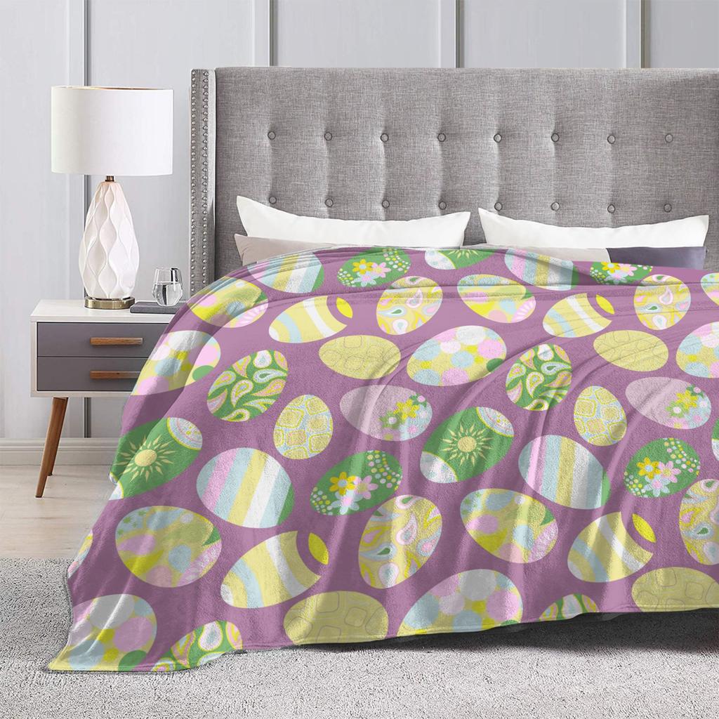 Colorful Easter Egg Pattern Blanket Quality Warm Soft  Throw Blanket Spring Girls Boys Home Decor Comfortable Bedspread