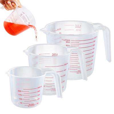 3Pcs 1000ml 450ml 250ml Messbecher Klar Kunststoff Messbecher mit Griffen