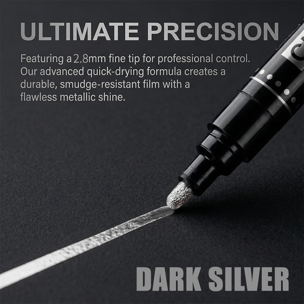 Chrome Markers Mirror Effect Paint Pen 2.8Mm Medium Tip Waterproof Liquid Chrome Marker For Plastic Metal Glass Wood Car Model