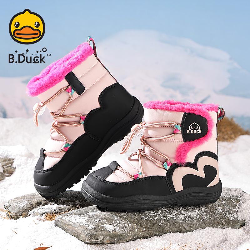 B.DUCK Kids  2025 Winter Unisex High-Top Velvet-Lined Snow Boots 35