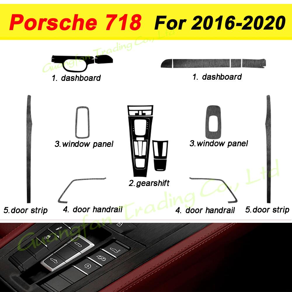 For Porsche 718 2016- Car-Styling 3D5D Carbon Fiber Car Interior Center Console Color Molding Sticker Decals Part Accessorie