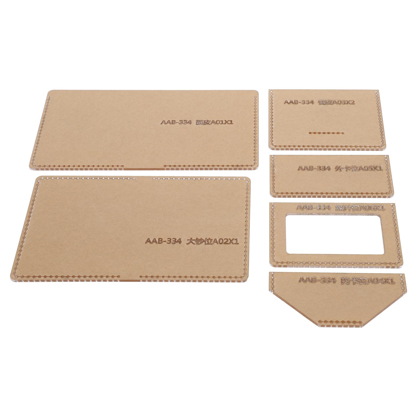 

6Pcs Acrylic Template DIY Hand Made Short Wallet Leather Pattern Mold Manual Craft Tools