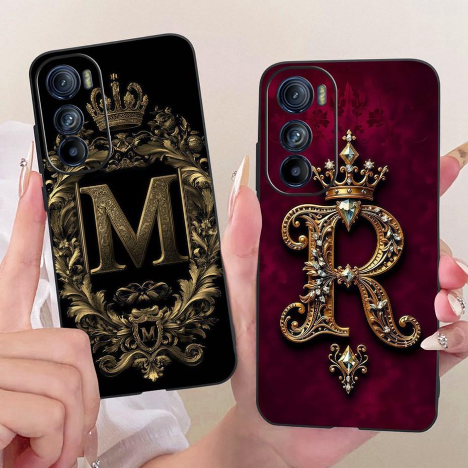 Fashion Crown Letter Case For Motorola Edge 30 30Pro 30Neo Soft Black Silicone Back Cover For MOTO Edge30 Pro Neo Phone Cases