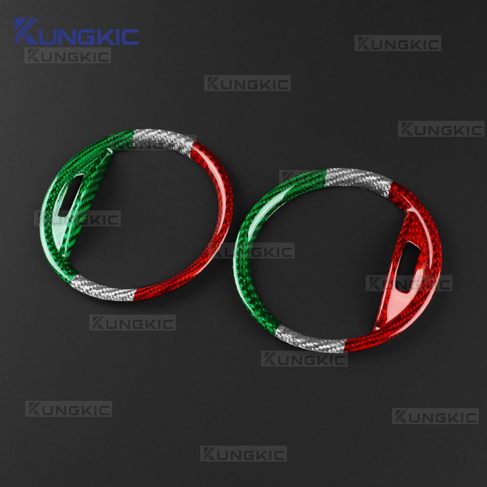 For Abarth 595 Abarth 695 Fiat 500 2016-2019 2020 2021 2022 2023 2024 Real Hard Dry Tricolor Carbon Fiber Car Air Outlet Sticker
