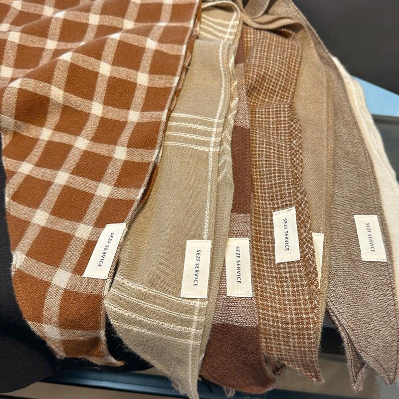 1Pc Acrylic cashmere-like Multi-functional Diamond Shaped Leisure Scarf Versatile Plaid Pattern Solid Color Shawl