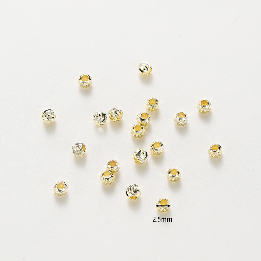50pcs DIY Jewelry Accessories 14K 18K Gold Plated Striped Cut Flower Beads 2.5 3 4 5 6mm Spacer Beads Bulk Hand Beading Material