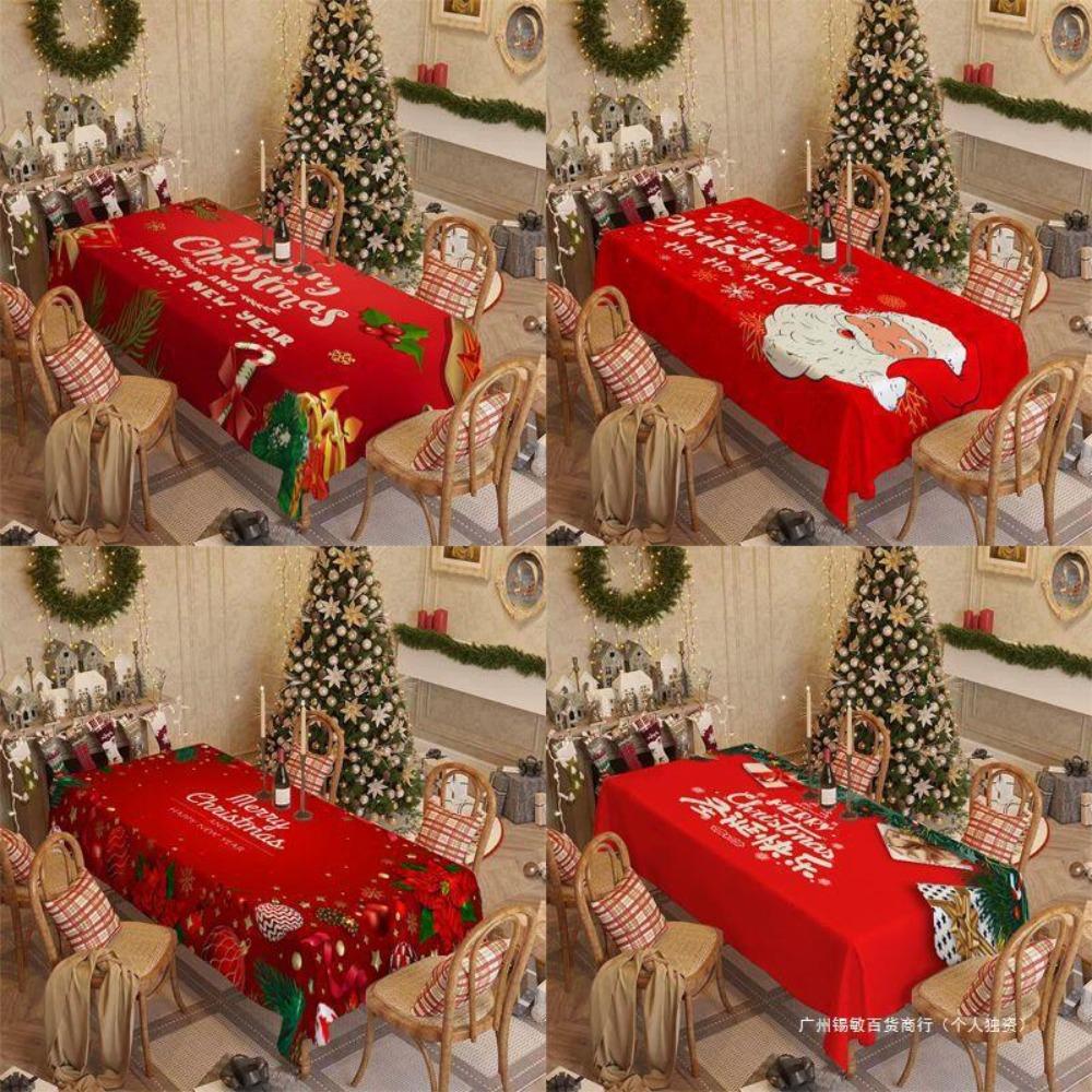 Christmas Tablecloth Red Festive Decor for Living Room Dining Table Rectangular Holiday Atmosphere