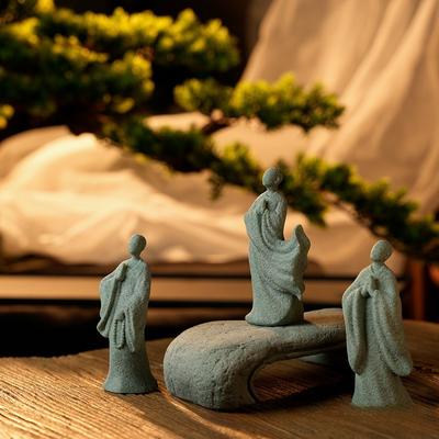 Zenová buddhistická zahradní socha dekorace mnichova figurka buddhismus domácí dekorace pro akvárium dvůr květináč zelený pískovec Thajsko