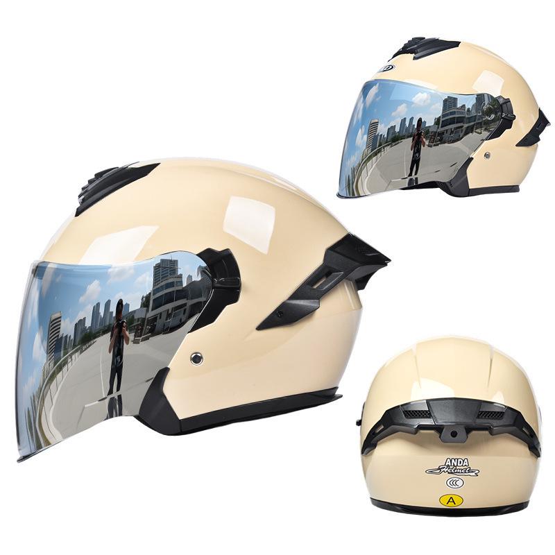 3C Certified Motorcycle Half Helmet with Tail Spoiler - All-Season Electric Bike Safety Helmet