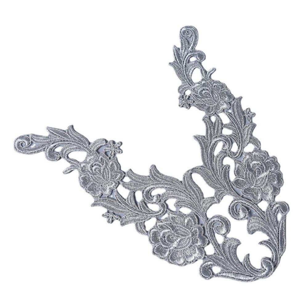 1 пара кружевная цветочная аппликация полиэстер швейные отделки модная цветочная нашивка свадебное украшение серебряный