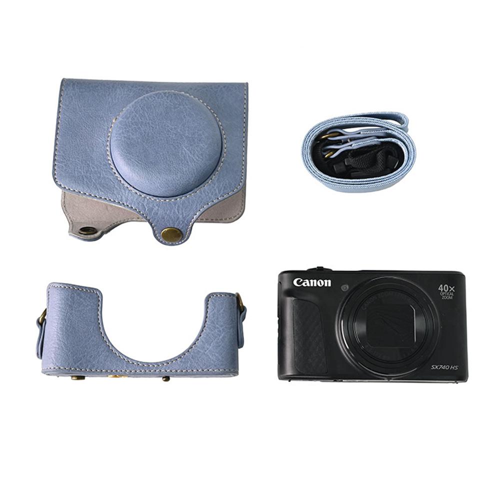 Étui en cuir PU pour appareil photo SX740HS SX730 Pour Canon PowerShot SX740 HS SX730HS Housse de sac avec bandoulière