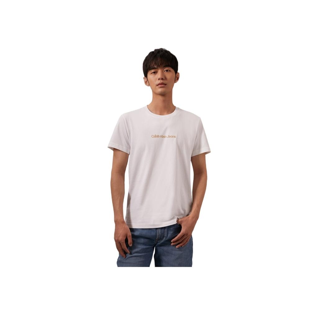 Calvin Klein Casual Cotton Colorful Letter Print Short Sleeve T-Shirt Unisex Tops White J400316YAF