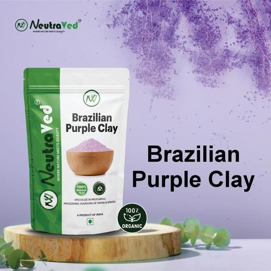 NeutraVed Brasilianischer Lila Tonpulver zur Entgiftung der Haut Natürliche Gesichtsmasken & zur Seifenherstellung - 200g
