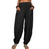 Women's High Waist Harem Pants Loose Fit Trousers Solid Cotton Casual Spring Elastic Waist Long Jogger Pants