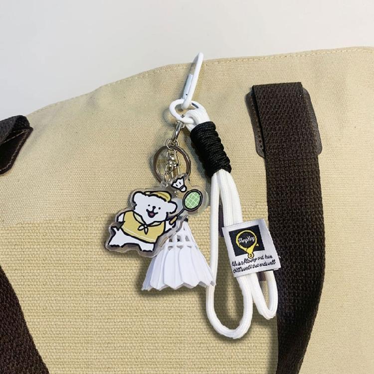 Badminton Pendant Acrylic Key Rings Decoration Bag Cartoon Dog Badminton Key Chain Small Keychain Hanging Pendants
