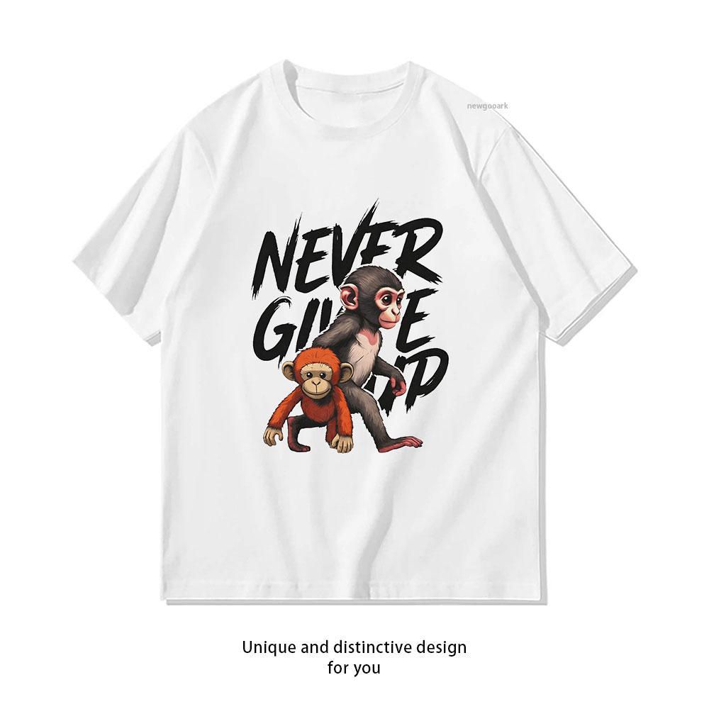never give up Punch the monkey tshirt Women Unisex Casual cotton printed t shirts Creative streetwear camisetas outdoors S