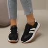 Women's Spring Round-Toe Lace-Up Color-Blocked Casual Sports Shoes, European Style, Available In Large Sizes.