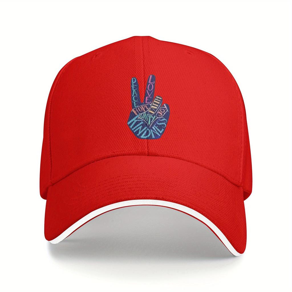 Peace Love Kindness Graphic Baseball Cap Polyester Adjustable Outdoor Unisex Adult Sports Cap