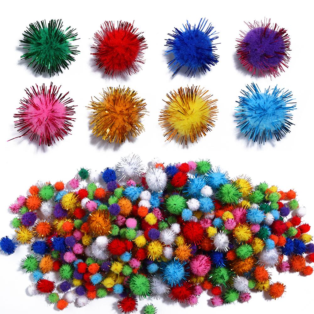 10-35g Glitter Soft Pompom Colorful Fluffy Plush Balls For DIY Handmade Home Party Christmas Hats Tree Decoration Accessories