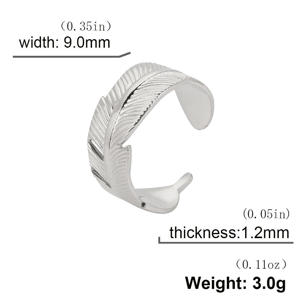 Titanium Steel Cut Banana Leaf Open Ring Fashion Versatile Jewelry Accessory