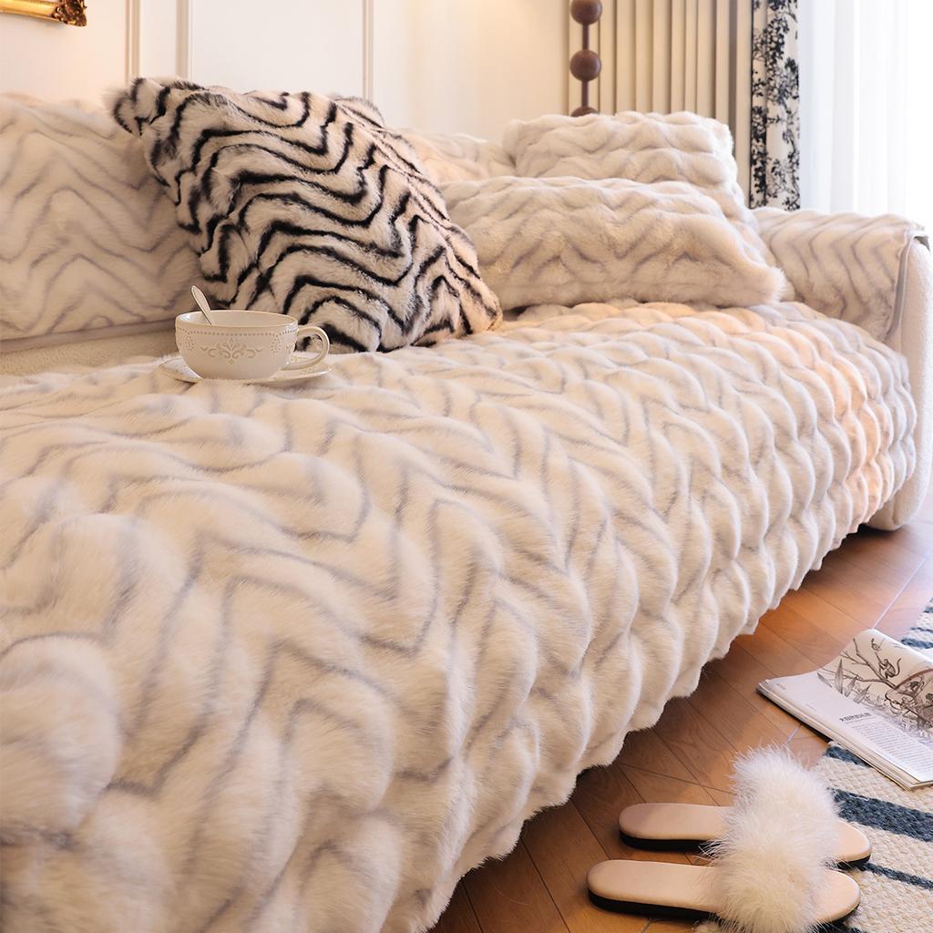 Winter Plush Cream Wind Sofa Cushion  New Light Luxury High Sense Non-Slip Sofa Seat Cushion Cover Towel Cover Cloth