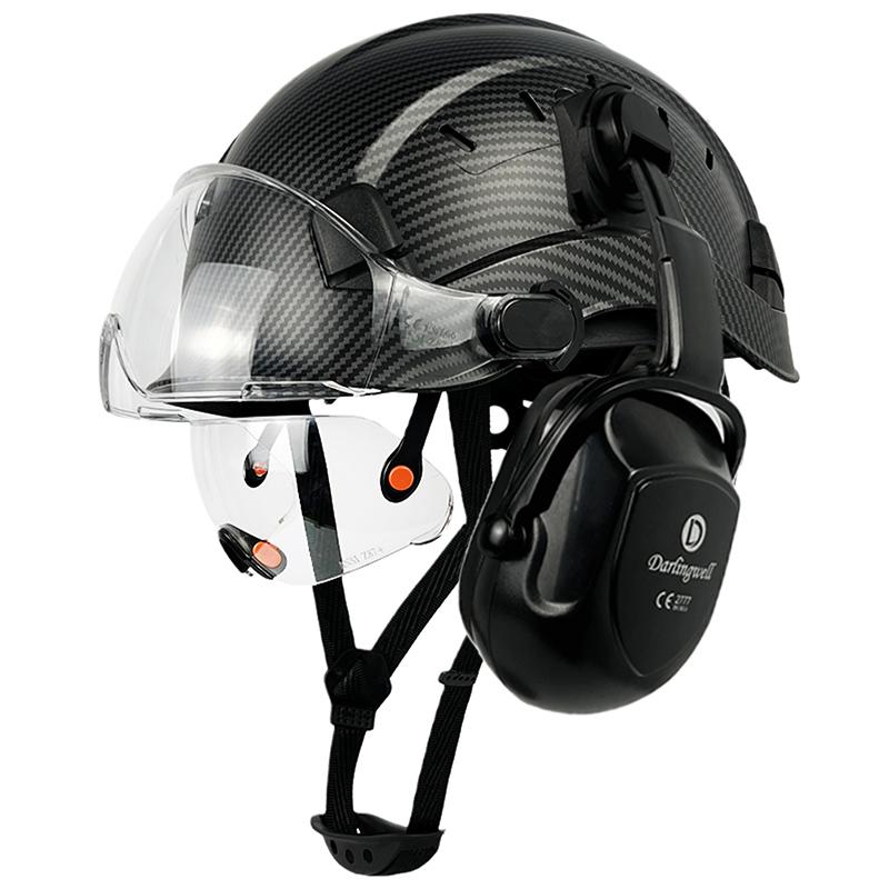 

Захисний шолом із візерунком із вуглецевого волокна CE із вбудованим навушником EN352 для інженерів, ABS, ANSI, каска, робота на відкритому повітрі, промисловість