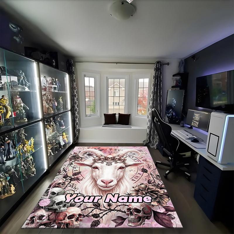 1PC Custom Name "Magickal Goat's Crown" Theme Floor Mat Ideal for Living Room, Game Rooms, Office, Bedroom,Floor Mat Playful Design