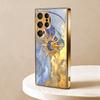 Gold-plated Tempered Glass Phone Case  Compatible Galaxy S26 S25 S24 S23 S22 Ultra Plus. Features a Corona Cloud Design.