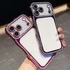 KEYSION Plating Transparent Wavy Rhinestone Phone Case for iPhone 13 14 15 16 17 Pro Max Air 16 Plus Lens Protector Shockproof Cover