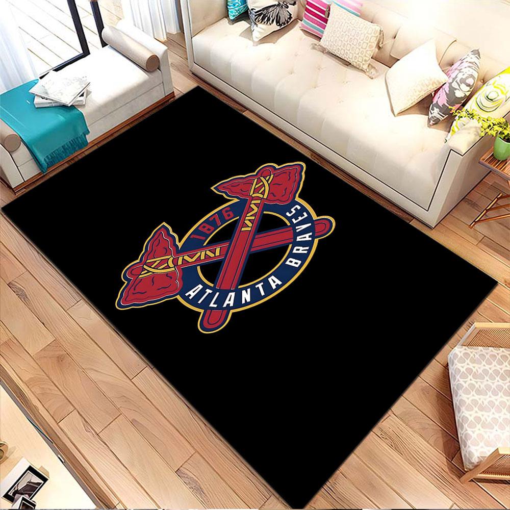 Atlanta Braves Logo with Tomahawks Patterned Carpet, Non Slip Mat Suitable for Living Room and Bedroom Sofas