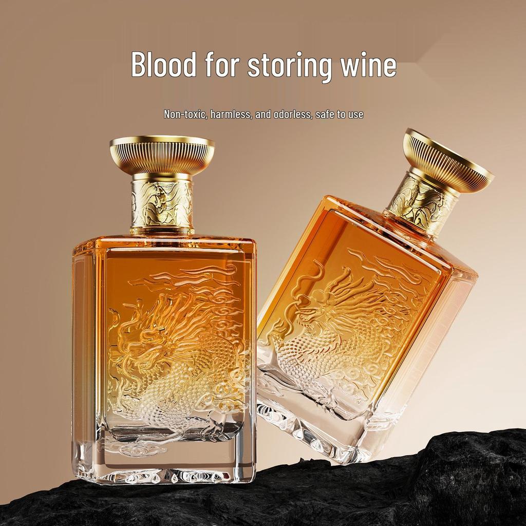 Dragon Pattern Embossed Thick Glass Baijiu Bottle - Ideal for Weddings & Banquets