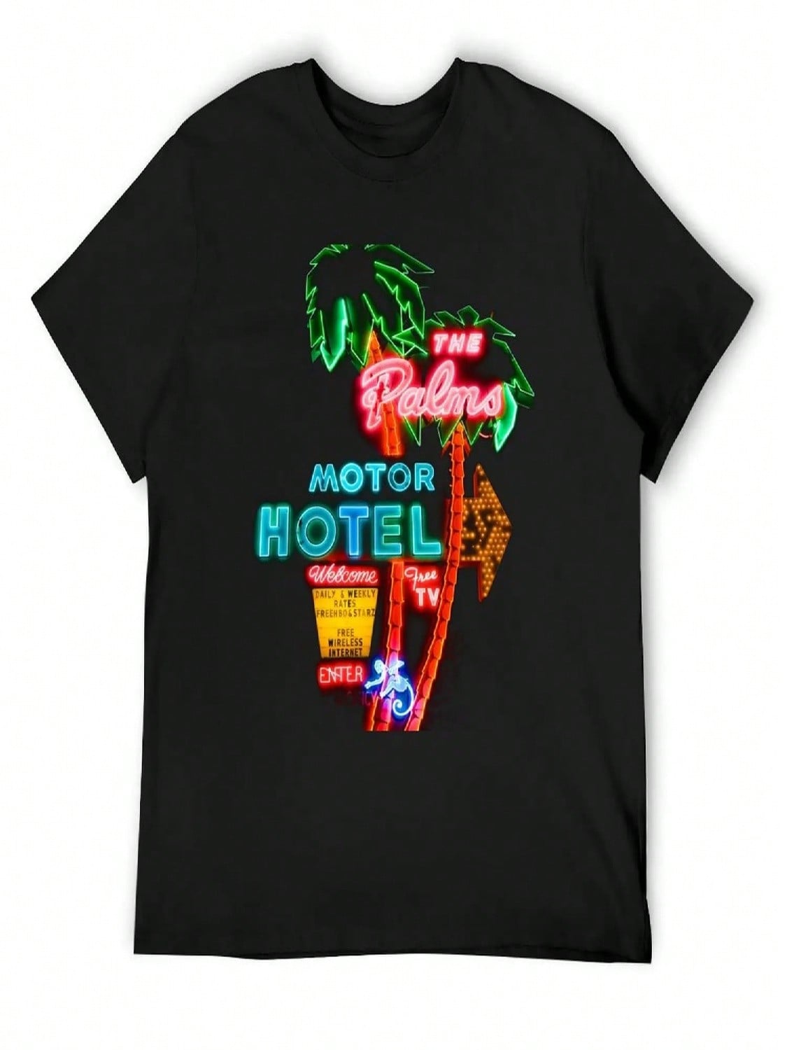 Palms Hotel Motel Neon Sign Retro T-Shirt Man T-Shirt Tees Personalized T-Shirt Custom Shirt unisex Clothing S разноцветный