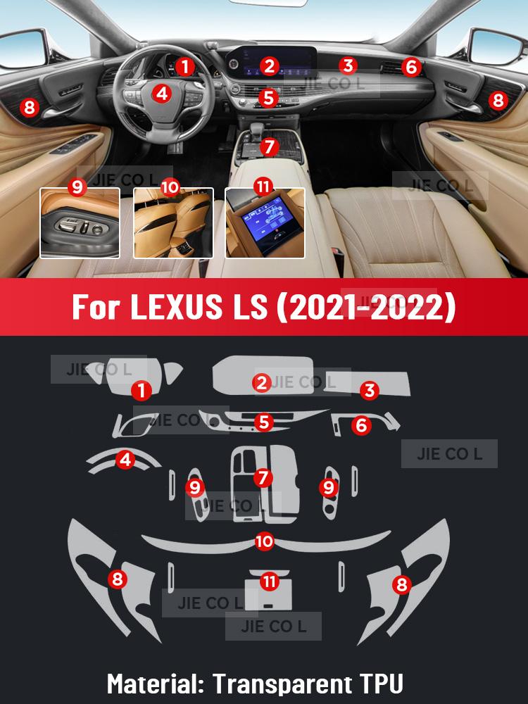 For LEXUS LS 2021 2022 Anti-scratch Car Interior Transparent TPU Film Center Console Dashboard Navigation Protector Sticker