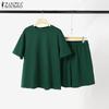 ZANZEA Lässige Zweiteiler-Sets für Damen mit kurzärmeligen T-Shirts und Shorts