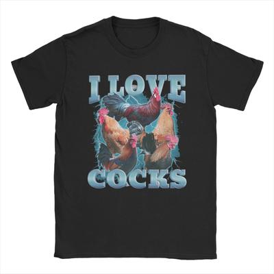 Kocham Koguty Zabawne Koguty Mem Koszulka Letnia Hipster Koszulki Dla Pary 100% Bawełna Okrągły Dekolt Duże Rozmiary Streetwear Koszulka