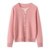 Lekasha Women's 100% Pure Cashmere Round Neck Single-Breasted Pullover with Faux Two-Piece Long Sleeves