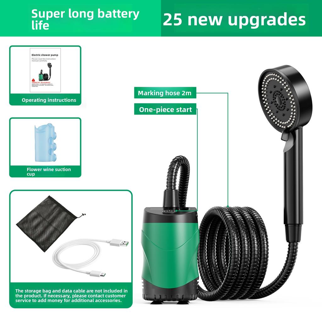 Přenosná elektrická pumpa na sprchování zvířat, dobíjecí bezdrátový rozprašovač na přenos vody a koupání, nástroj na mytí psů a koček pro venkovní kempování, bez nutnosti zapojení