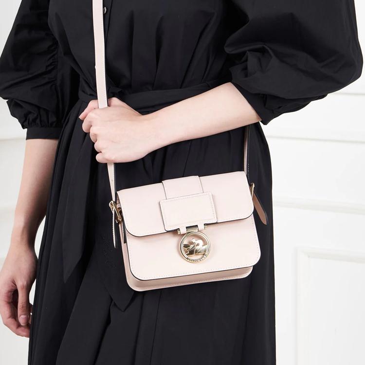 Longchamp Box-Trot 18 Flap Closure Adjustable Shoulder Strap Calfskin Crossbody Bag Small Women Crossbody Bag Light-Pink 10174HAUP53