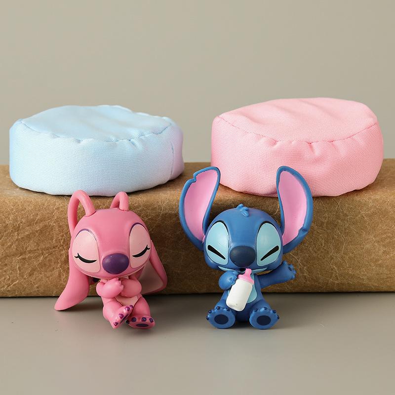 2pcs  Stitch Angel Action Figure Cute Kawaii Cartoon Character Toy Doll Creative Model Decoration For Kid Birthday Gifts