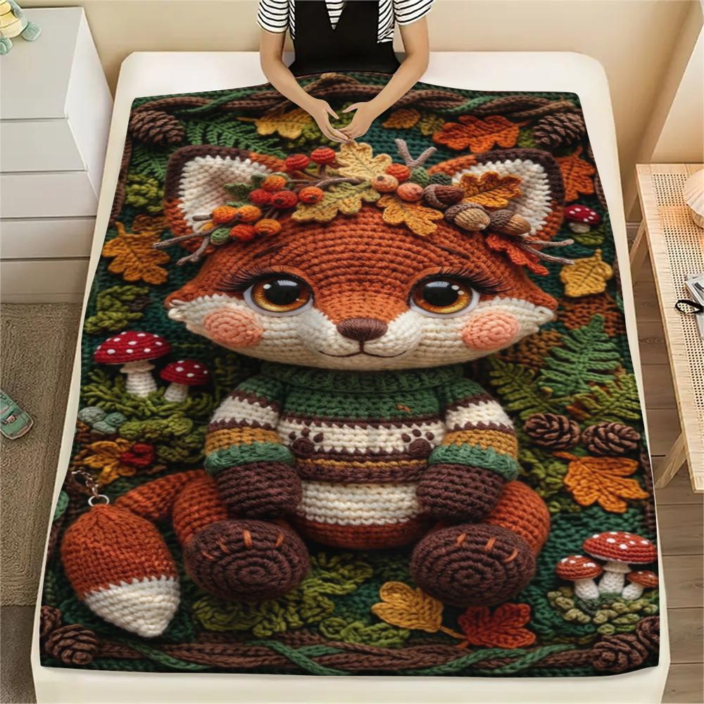 

1PC 3D Cute animal Print Flannel Blanket, High quality Comfortable for All Seasons, Home Decor, Warmth and Comfort, Perfect for Christmas Gifts240 80cm x 120cm
